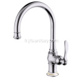 Robinet de lavabo de cuisine en cuivre simple trous chrome